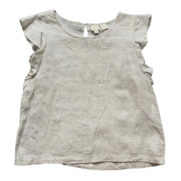 Catherine Malandrino flutter sleeve 100% linen top blouse - Picture 4 of 13